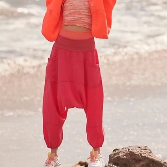 Free People Pants - NEW Size XS Women Free People Movement Give Your All Red Harem Pants OB979636